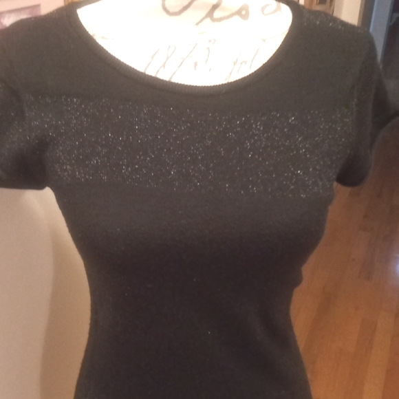 BLACK BODYCON SPARKLING STRIPES MINI DRESS - Picture 5 of 9